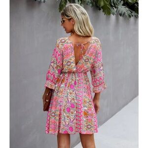 EPRETTY PRINT PAISLEY PRINT TIE BACK DRESS SIZE MEDIUM